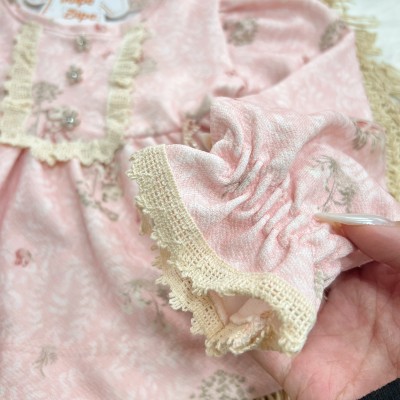 Conj. Blusa Manga Longa Capivarinha e Short Canelado - Rosa e Areia